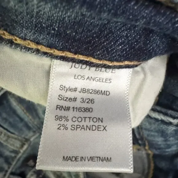 Judy Blue Jeans Womens 3 26 Boyfriend Fit Distressed Ripped Medium Wash Denim - Picture 16 of 16